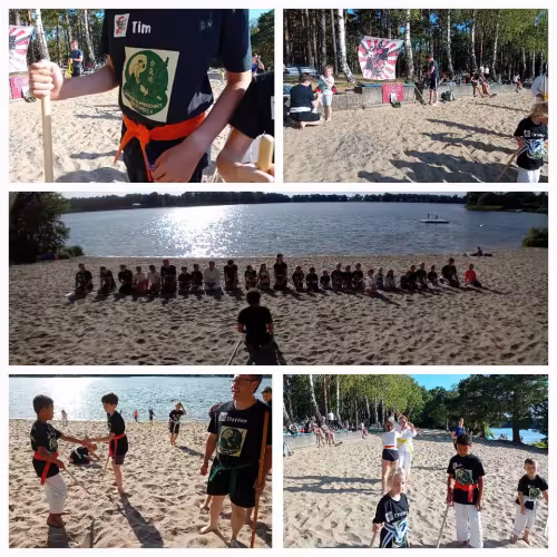 Bildcolage eines Trainings am Strand